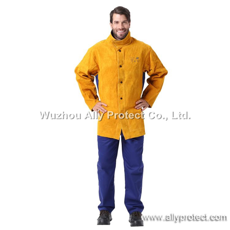 AP-3060 Golden Leather & Blue FR Sateen Jacket