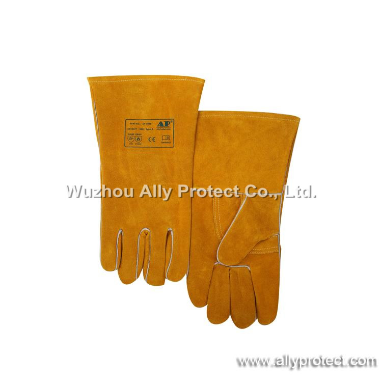 AP-0909 Deluxe Golden Leather Welding Gloves